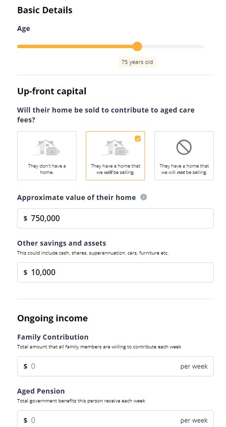 My Aged Care Budget Estimator